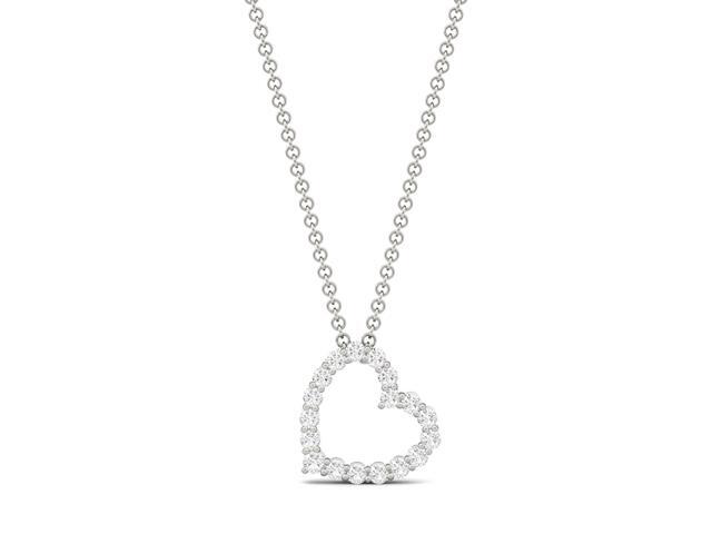 14K White Gold Moissanite by Charles & Colvard 1.7mm Round Pendant Necklace 0.28cttw DEW