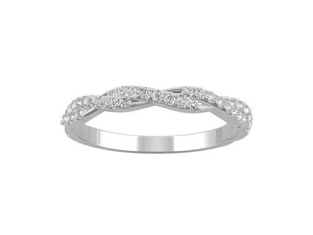 Charles & Colvard 14K White Gold Moissanite Twisted Wedding Band-size 6 0.32cttw DEW
