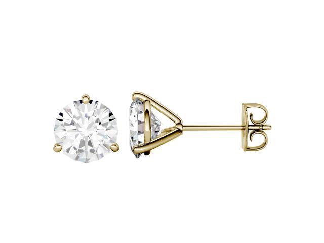 14K Yellow Gold Moissanite by Charles & Colvard 7.5mm Round Stud Earrings, 3.00cttw DEW