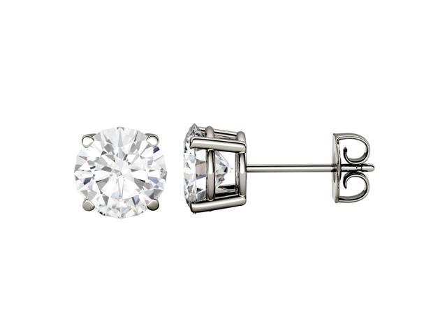 14K White Gold Moissanite by Charles & Colvard 7.5mm Round Stud Earrings, 3.00cttw DEW