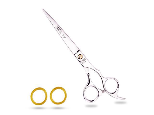 Nixcer Professional Hair Cutting Scissors 6.5' For Hairdressers 100% Japanese Steel Ergonomic Design Offset Grip Universal Key Screw Adjustment Silver
