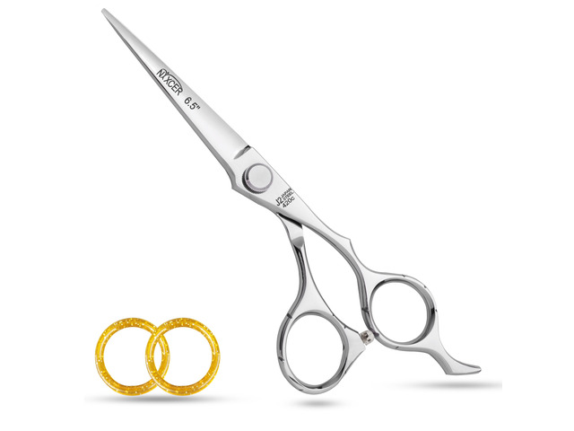 NIXCER PROFESSIONAL SERIES RAVEN RAZOR EDGE FLAT HEAD SCREW HAIR CUTTING SCISSORS 6.5' SILVER