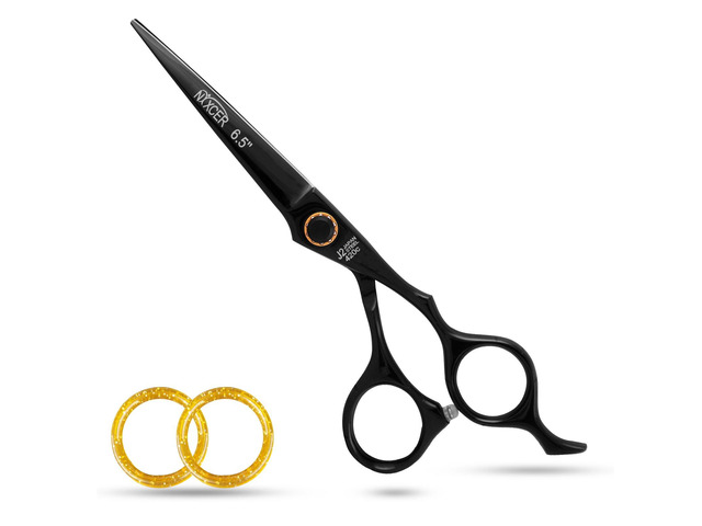 NIXCER PROFESSIONAL SERIES RAVEN RAZOR EDGE BALL BEARING SCREW HAIR CUTTING SCISSORS 6.5' BLACK