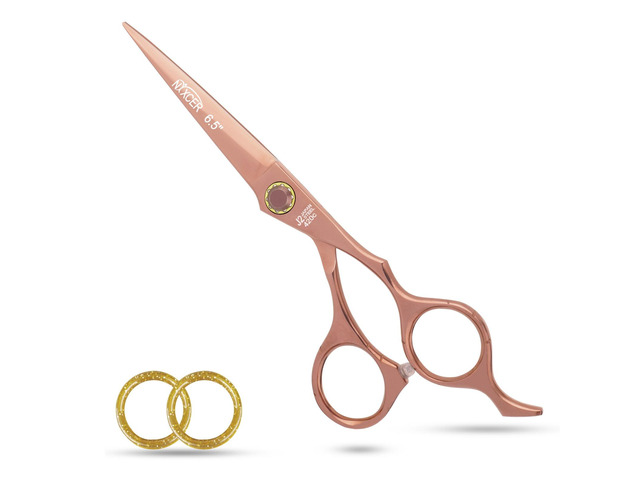 NIXCER PROFESSIONAL SERIES RAVEN RAZOR EDGE BALL BEARING SCREW HAIR CUTTING SCISSORS 6.5' ROSE GOLD