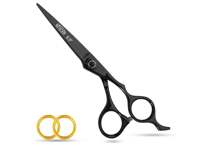NIXCER PROFESSIONAL SERIES RAVEN RAZOR EDGE ADJUSTABLE SCREW HAIR CUTTING SCISSORS 6.5' BLACK
