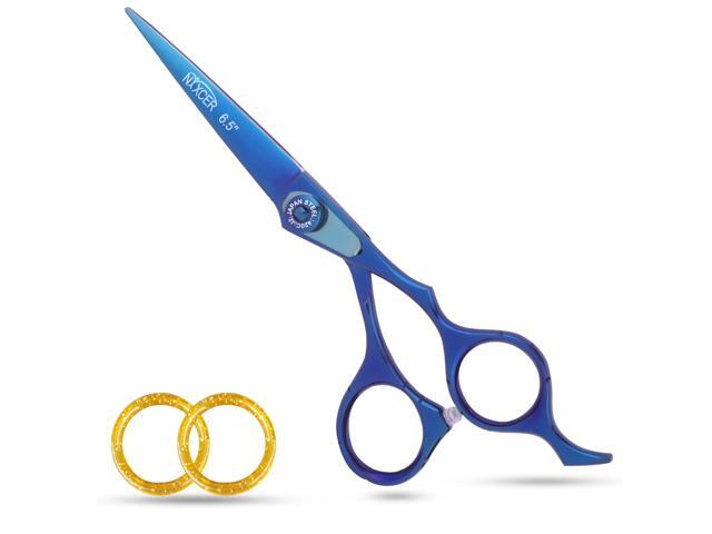 NIXCER PROFESSIONAL SERIES RAVEN RAZOR EDGE ADJUSTABLE SCREW HAIR CUTTING SCISSORS 6.5' BLUE