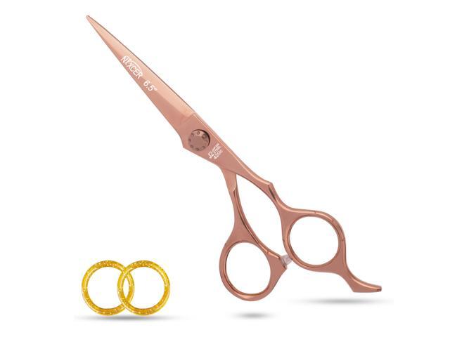 NIXCER PROFESSIONAL SERIES RAVEN RAZOR EDGE DOTTED SCREW HAIR CUTTING SCISSORS 6.5' ROSRE GOLD