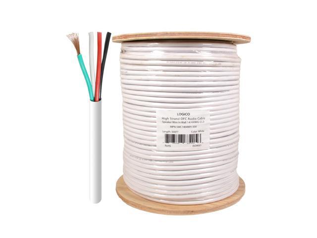 500ft Speaker Wire 14AWG 4 Conductor 14/4 CL3 In-Wall Audio Bare Copper Cable