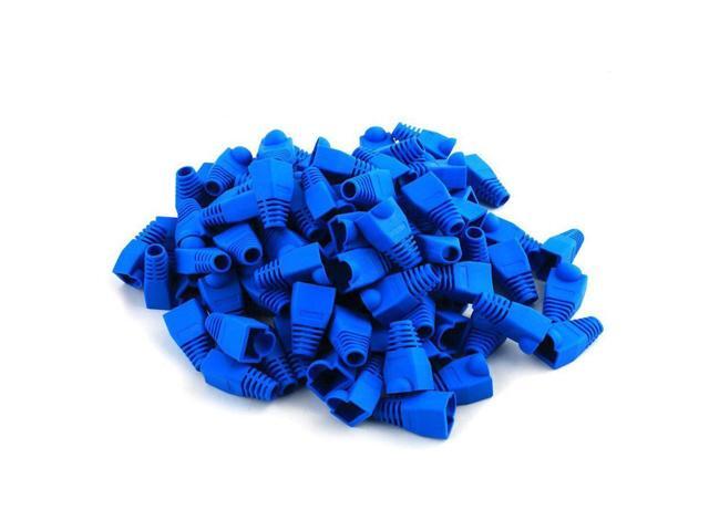100 pcs Cat5e/Cat6/RJ45 Ethernet Cable Connector Strain Relief Boots Blue (Kit)