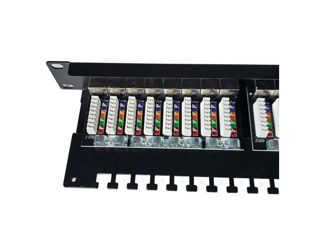 Cat6A Shielded 24 Port Network LAN Patch Panel 1U Rackmount 110