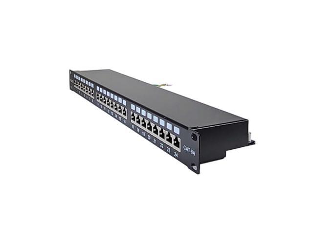 Cat6A Shielded 24 Port Network LAN Patch Panel 1U Rackmount 110