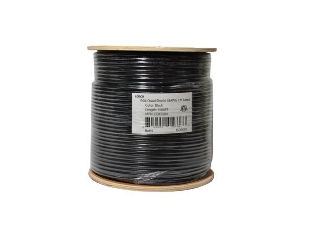 RG6 Quad Shield Coaxial Cable 18 AWG 1000ft Bulk Coax Satellite TV Black - image 11