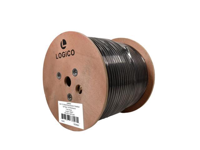 RG11 Coaxial Cable Tri Shield 14AWG Outdoor/Direct Burial Gel Filled Underground Gel Flooded Weather Resistant 1000ft Black Jacket