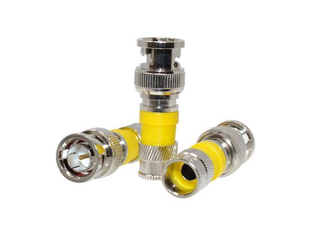 50 pack BNC Compression Connector Adapter for RG6 Coax Cable Quad Shield CCTV