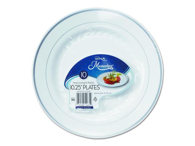 WNA Masterpiece Plastic Plates 10.25 in White Round 120/Carton RSM101210WS
