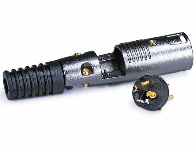 Monoprice 3 Pin XLR Male Mic Connector Gold Plated Pins - Black With Strain Relief Boot For Smooth, Corrosion Free Connections.