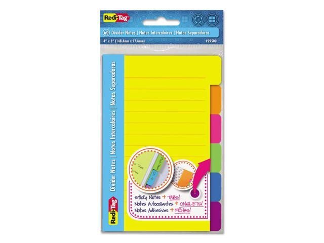 Redi-Tag 4x6 Sticky Ruled Divider Notes - 72 PK/CT
