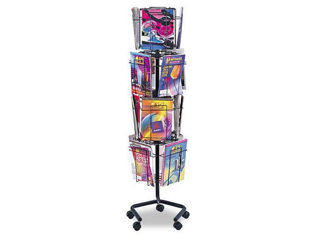Safco Wire Rotary Display Racks 16 Compartments 15w x 15d x 60h Charcoal 4139CH