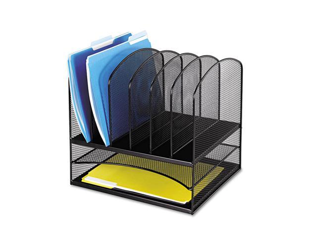 Mesh Desk Organizer, Eight Sections, Steel, 13 1/2 X 11 3/8 X 13, Black