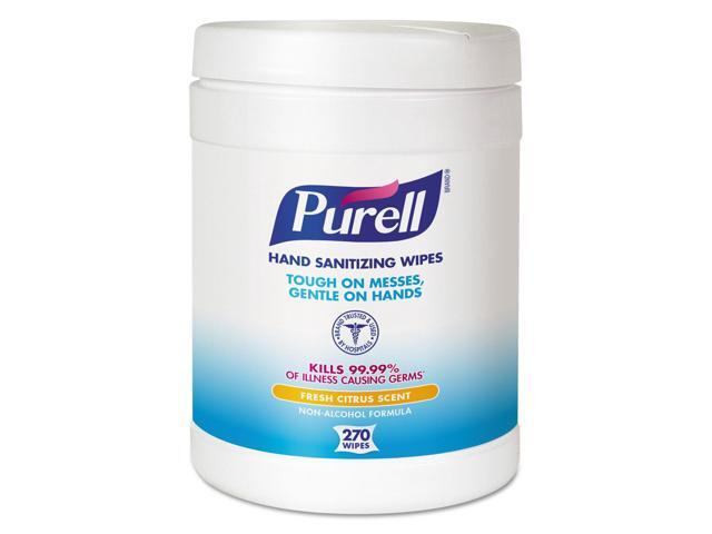 Gojo - 9113-06 - Sanitizing Hand Wipes, 6 x 6 3/4, White, 270/Canister - QTY 1 Canister