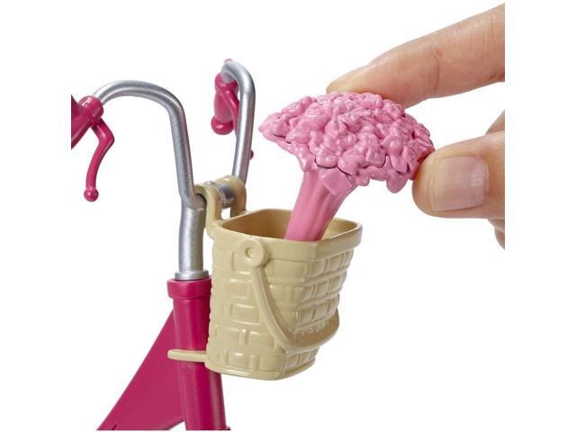 Barbie Bicycle Basket Flowers Helmet Working Petals Playset Mattel