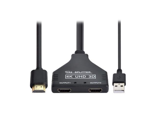 4K HDMI Splitter 1 in 2 Out with Power USB Cable for Monitor Support 3D Full HD - axGear