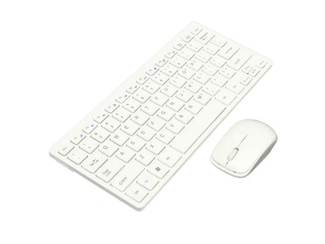 Wireless 2.4G Mini Keyboard Mouse Combo White Slim Design For Desktop Laptop