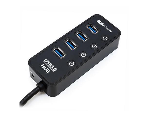axGear USB 3.0 HUB 4 Port High Speed Data Transfer + 1 Port 5V 2.1A Charging Port With Power Adapter LED On / Off Switch