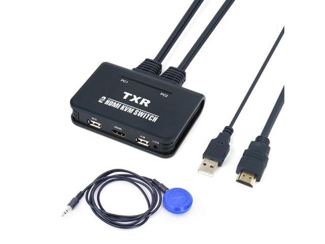 axGear HDMI KVM Switch Button Switcher USB Port With Cable For Monitor Keyboard Mouse