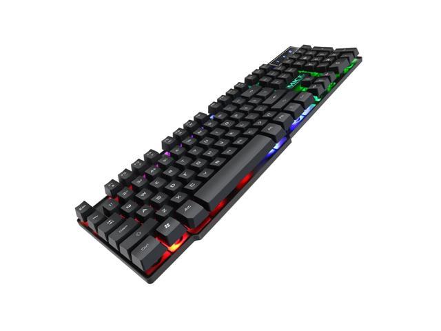 axGear Gaming Keyboard RGB LED Light Backlit Gamer USB Wired Silent Keyboard Noiseless