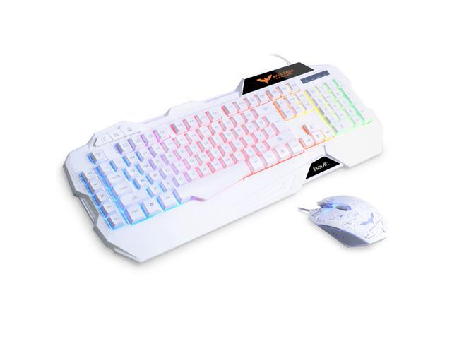 HAVIT HV-KB558CM Rainbow Backlit Wired Gaming Keyboard and Mouse Combo (White) [ 2017 Model ]
