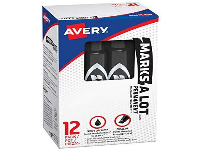 Avery Marks-A-Lot Regular Desk-Style Permanent Marker Chisel Tip Black Dozen
