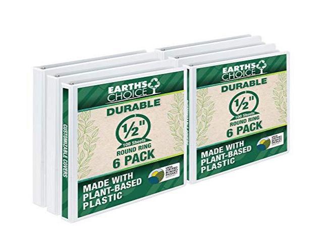 Samsill I08917 Earth's Choice View 1/2' Round 3-Ring Binder, White, 6/Pack