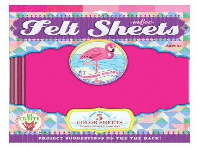 eeBoo Pink Flamingo Color Pink Felt Sheets, 5 sheets