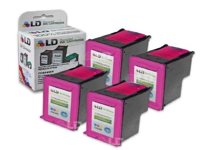 LD Remanufactured Replacement Ink Cartridges for Hewlett Packard CC644WN HP 60XL / 60 High-Yield Tri-Color (4 Pack)