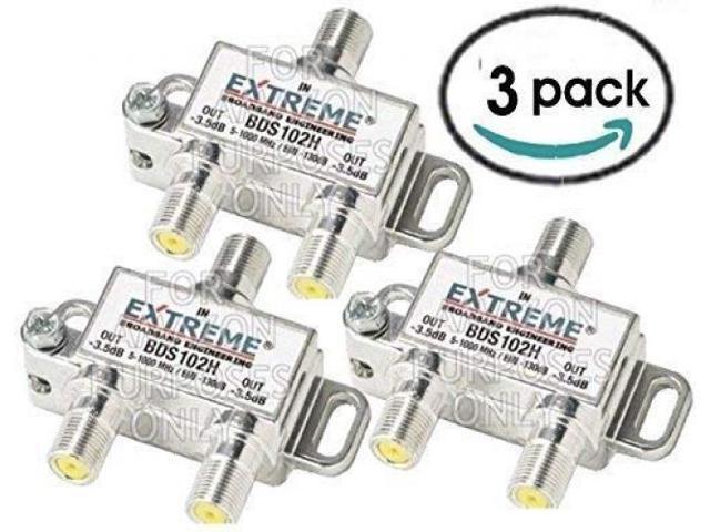 2 Way Extreme/Amphenol 1Ghz High Performance Coaxial Cable Splitter BDS102H 3 Pack