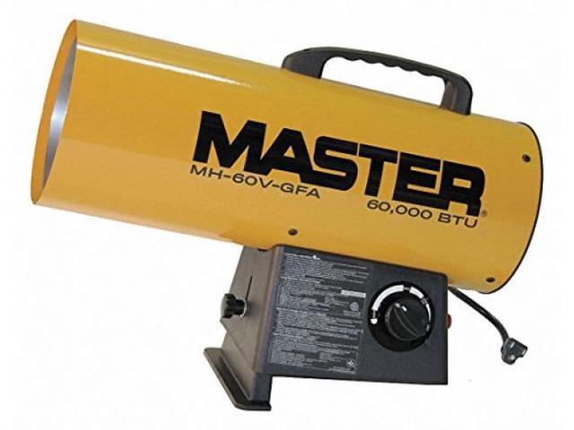 MASTER MH-60V-GFA Forced Air Heater, Liquid Propane, 60,000 BtuH, 300 cfm, 7
