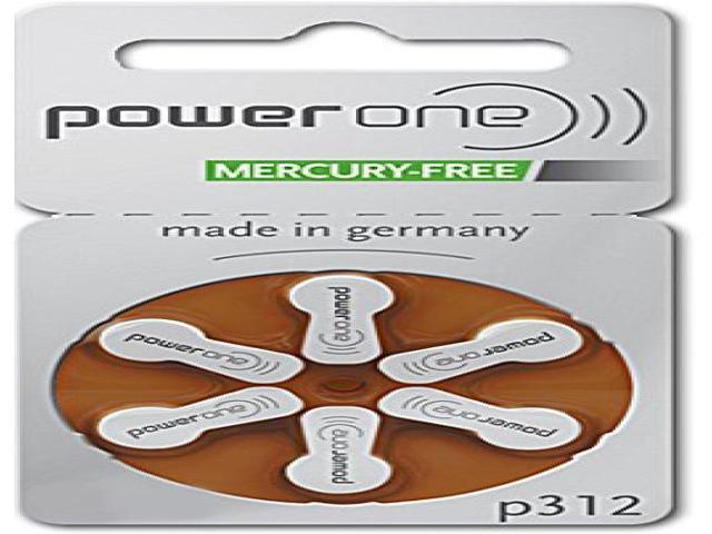 PowerOne Hearing Aid Batteries Size 312, PR41 (60 Batteries) + 2 Cell Battery Keychain Kit