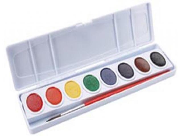 Dixon Ticonderoga Company DIX00800 Watercolors- w- No. 9 Brush- Refillable- Nontoxic- 8 Colors