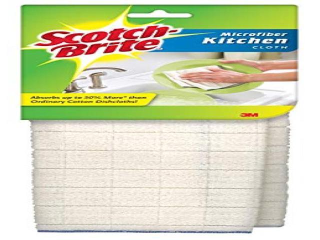 3M 90322 Microfiber Kitchen Cleaning Cloth, White, 2/Pack, 1 Pack