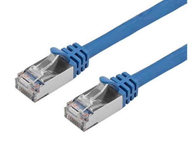 Monoprice Cat7 Ethernet Patch Cable - 7 feet - Blue Flexboot RJ45 Stranded 600Mhz S/FTP CMX Pure Bare Copper Wire 26AWG - Entegrade Series