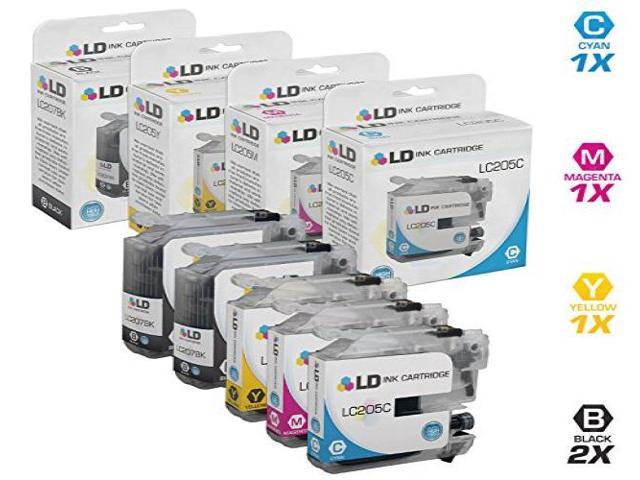 LD Compatible Ink Cartridge Replacements for Brother LC207 & LC205 Super High Yield (2 Black, 1 Cyan, 1 Magenta, 1 Yellow, 5-Pack) Compatible w...
