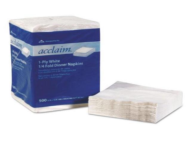 Acclaim 1/4 Fold Paper Dinner Napkins White 1-Ply 16'x16' 500/PK 8 PK/CT