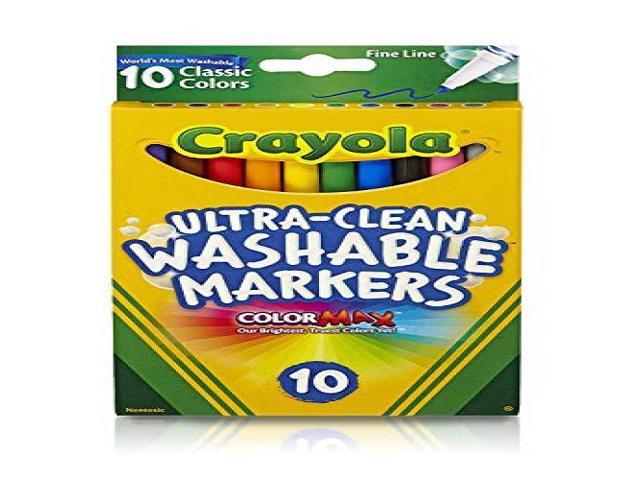 Crayola 10 Ct Ultra-Clean Fine Line Washable Markers, Color Max