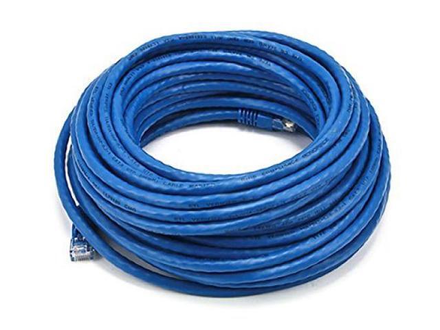 Monoprice Cat6 Ethernet Patch Cable - 50 Feet - Blue Network Internet Cord - RJ45, Stranded, 550Mhz, UTP, Pure Bare Copper Wire, 24AWG