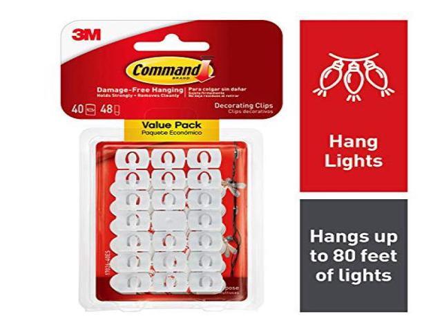 Command Decorating Clips, White, 40Clips 1702640ES