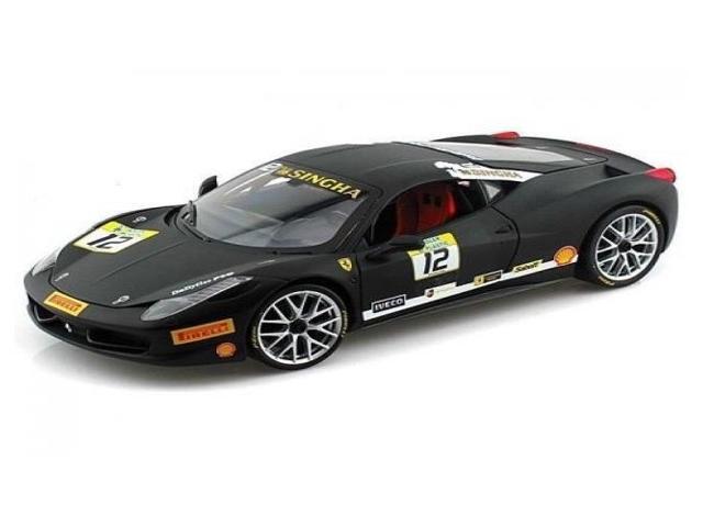 Ferrari 458 Challenge Matt Black #12 1/18 Diecast Car Model by Hot Wheels