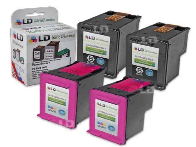 LD Remanufactured Ink Cartridge Replacements for HP CC641WN HP 60 XL Black and HP CC644WN HP 60XL / 60 Color (2 Black and 2 Color)