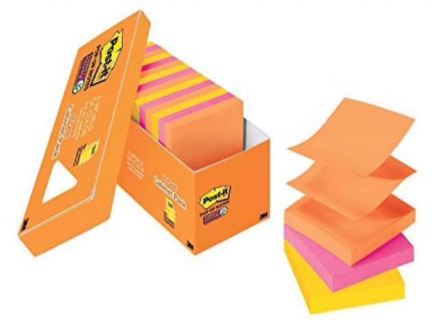Post-it Pop-up Super Sticky Notes, 3' x 3' Refill, Rio de Janeiro Colors, 90 Sheets/Pad, 8 pk.