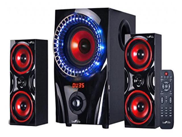 beFree Sound 2.1 Channel Surround Sound Bluetooth Speaker System in Red - BFS-99X